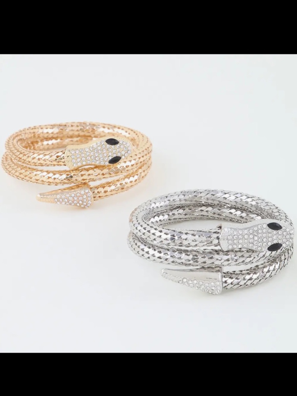 Gold or Silver Crystal Snake Wrap Bracelet - Women Jewelry